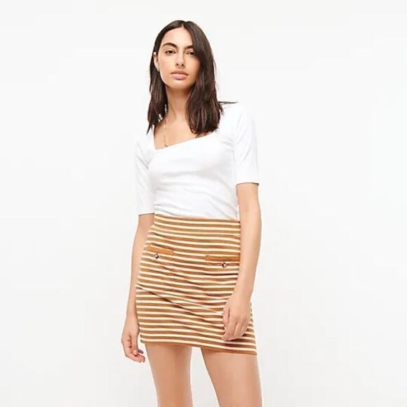 J. Crew | Knit Mini Skirt in Pecan Natural Gigi Stripe | M - Picture 2 of 7